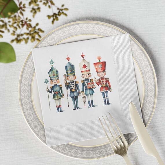 Serviettes En Papier Noël - Motif Casse-Noisette - 33x33 Cm - 2 épaisseurs - Jetables Et Biodégradables