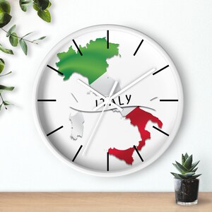 Italy Flag Wall Clock, Italy Gifts Wall Clock, Minimalistic Italy Wall ...