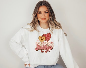 Sucker for You Unisex Heavy Blend Crewneck Sweatshirt, Valentine Sweatshirt , Valentine Girl Crewneck Sweatshirt