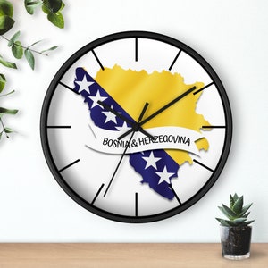 Bosnia and Herzegovina Flag Wall Clock, Bosnia and Herzegovina Flag Inspired Wall Clock, Bosnia and Herzegovina Gifts Wall Clock 10&quot;
