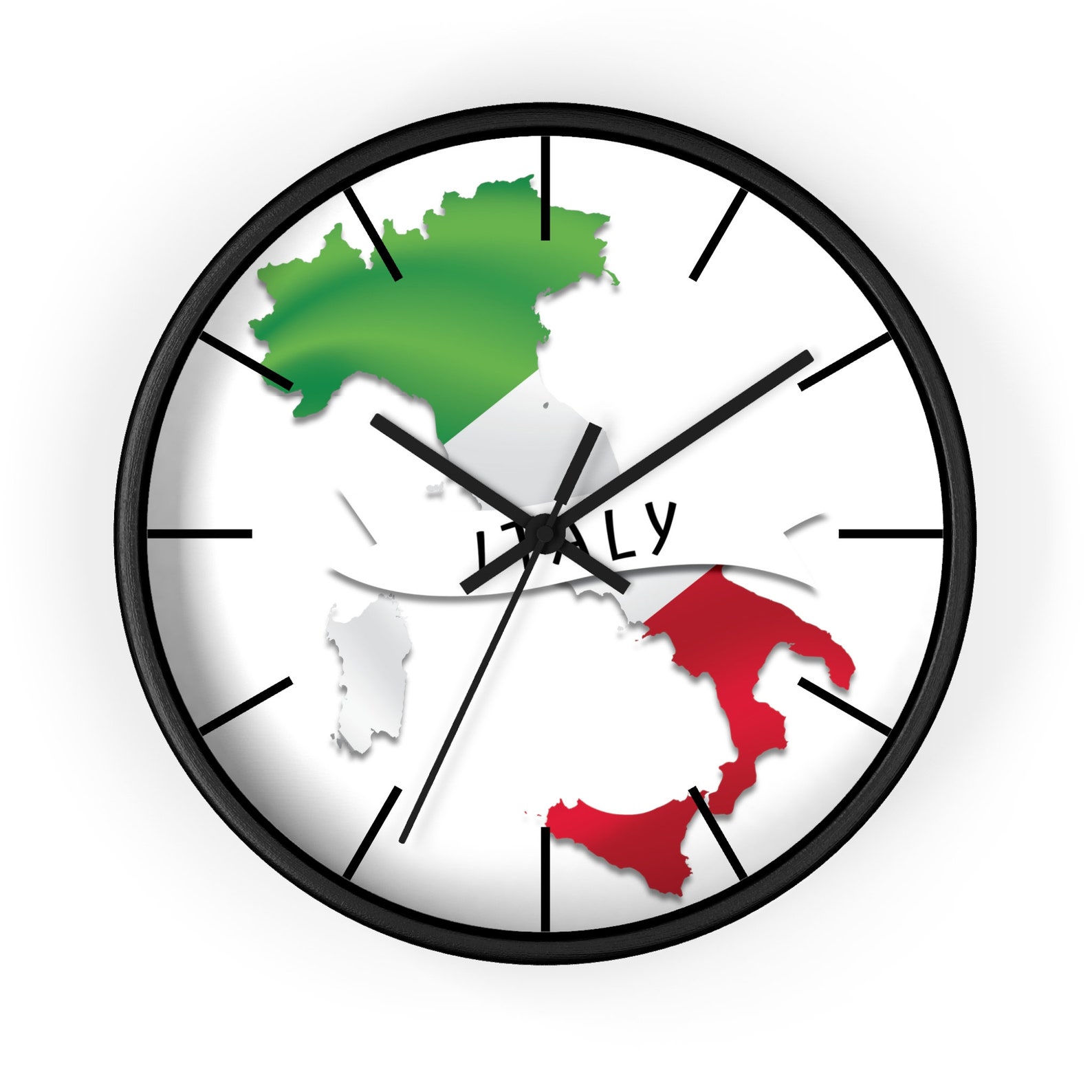 Italy Flag Wall Clock, Italy Gifts Wall Clock, Minimalistic Italy Wall ...