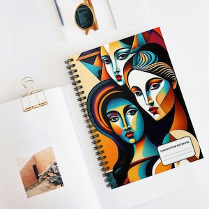 Picasso Art Print Composition Spiral Notebook - Ruled Line, Pablo Picasso Art Inspired Notebook