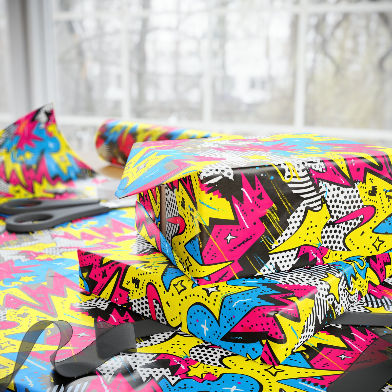 Pop Wrapping Abstract Comic Pop Wrapping Paper Roll, Comic Pop Gifts, Comic Gift ...