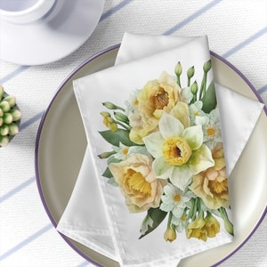 Daffodil Napkins, Daffodils Table Napkins, March Flower Daffodil Table Napkins ( 4pc)