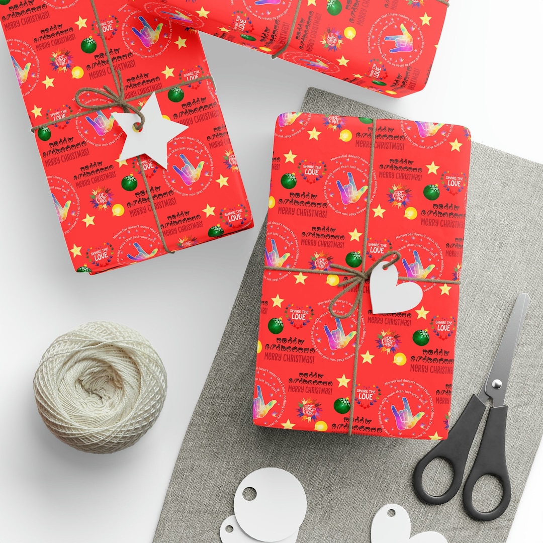 ASL Merry Christmas Gift Wrapping Paper Sign Language Etsy