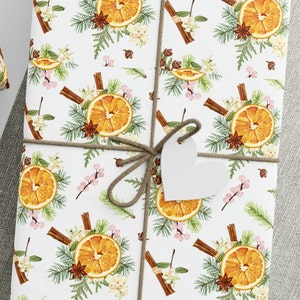 Oranges and Cinnamon Gift Wrapping Paper Roll, Cinnamon Gift Wrapping Paper, Christmas Oranges and Cinnamon Gift Wrapping Paper image 7