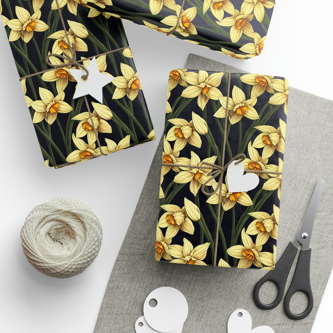 Daffodils Gift Wrapping Paper Roll Narcissus Flower Gift Etsy