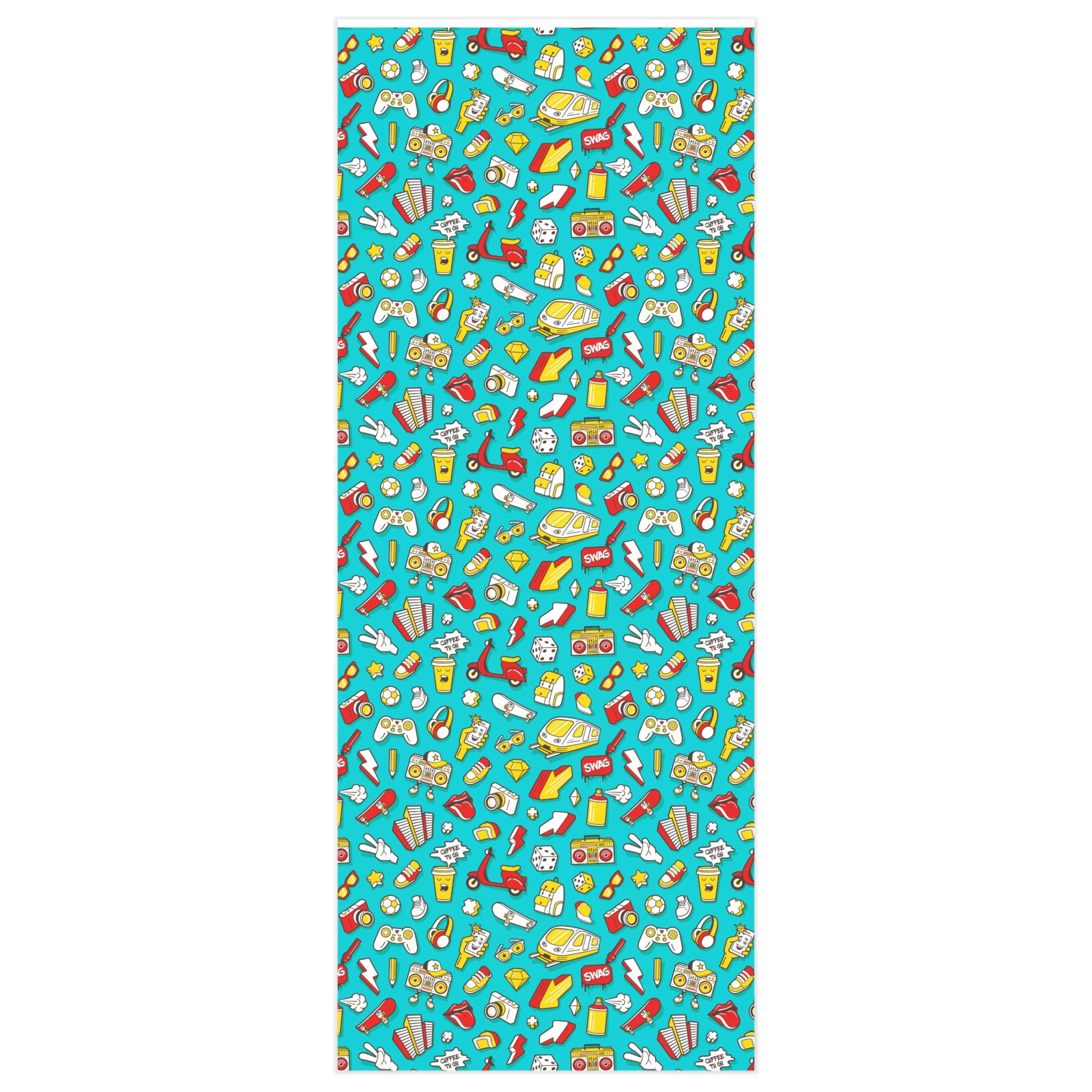 Pop Art 90s Wrapping Paper Comic Doodle Art Wrapping Paper Etsy