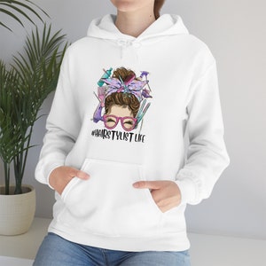 Hairstylist Life Messy Bun Girl Unisex Heavy Blend Hooded Sweatshirt