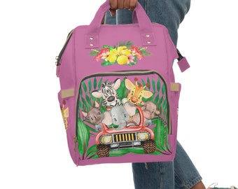 Safari Mochila de pañales multifuncional (rosa)