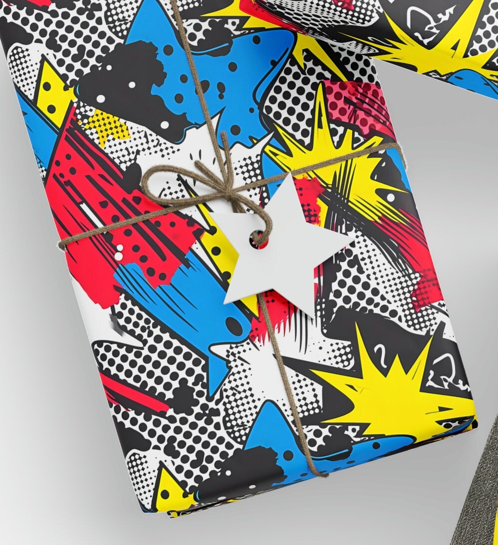 Pop Wrapping Comic Pop Gift Wrapping Paper Roll, Pop Gifts Wrapping Paper, Comic ...