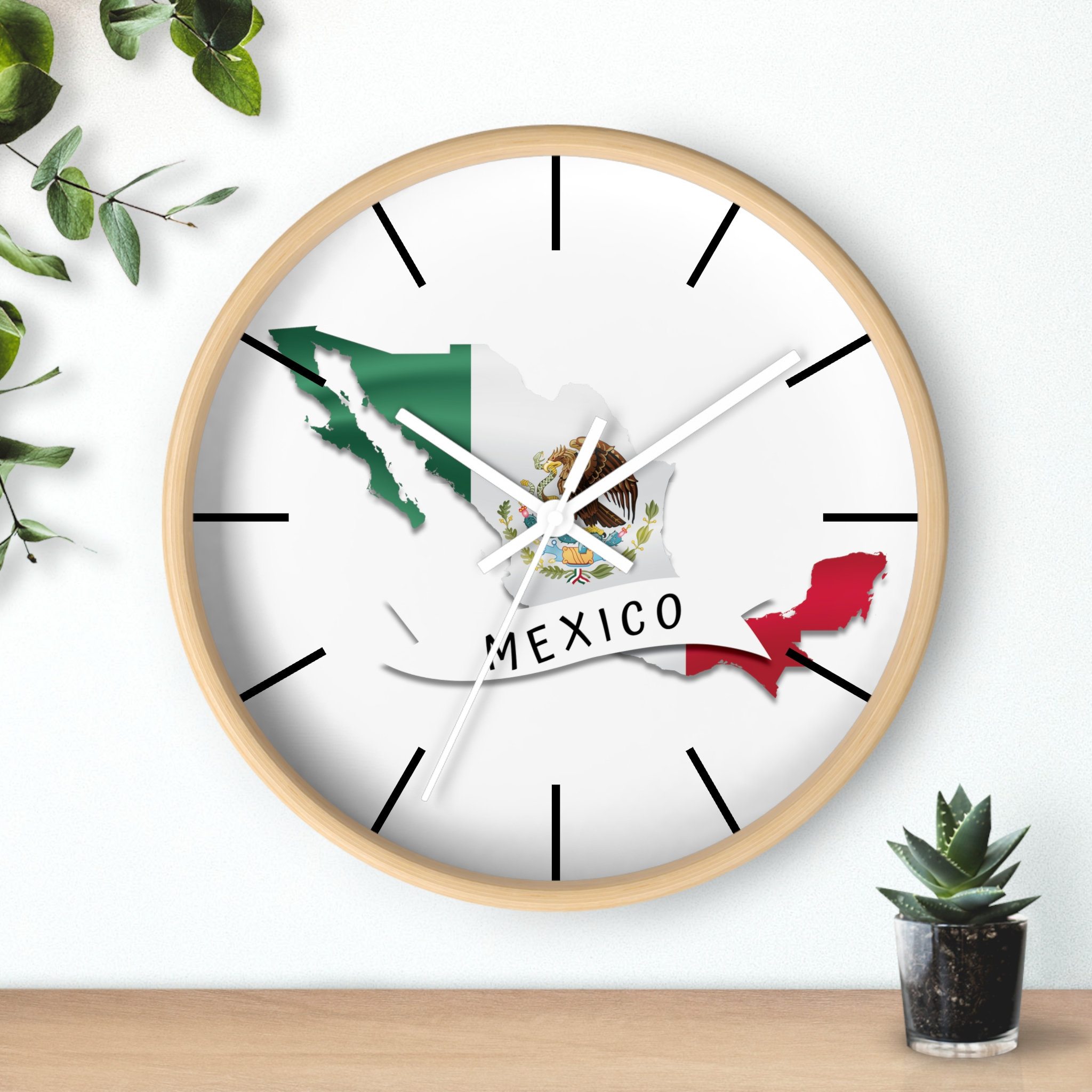 Mexico Flag Wall Clock, Mexico Map Clock, Mexico Inspired Gifts