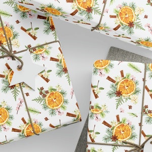 Oranges and Cinnamon Gift Wrapping Paper Roll, Cinnamon Gift Wrapping Paper, Christmas Oranges and Cinnamon Gift Wrapping Paper image 6