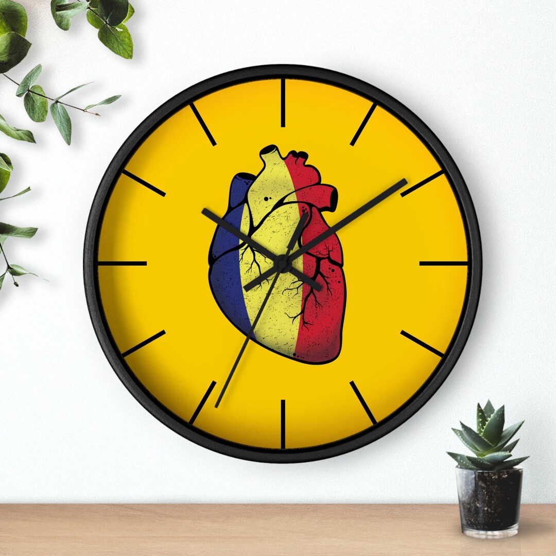 Romania Inima Inima E Romania Wall Clock, Romania Heart Flag Clock, Romania Flag Wall ...