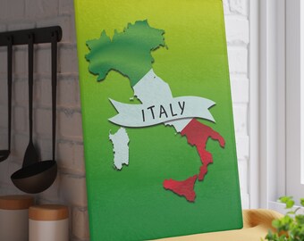 Italy Flag Glass Cutting Board, Italy Cutting Board, Italy Custom Gifts