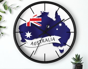 Australia Flag Wall Clock, Australia Inspired Gifts, Australia Minimalistic Clock