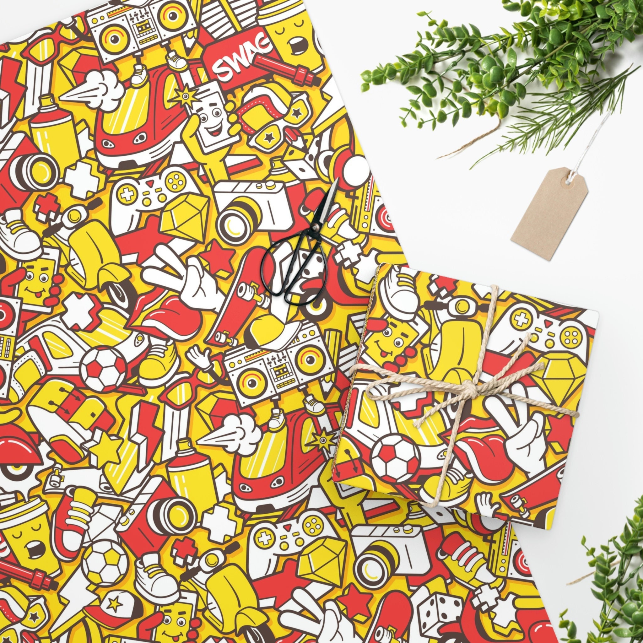 Comic Doodle Art Wrapping Paper 90's Pop Art Wrapping Etsy
