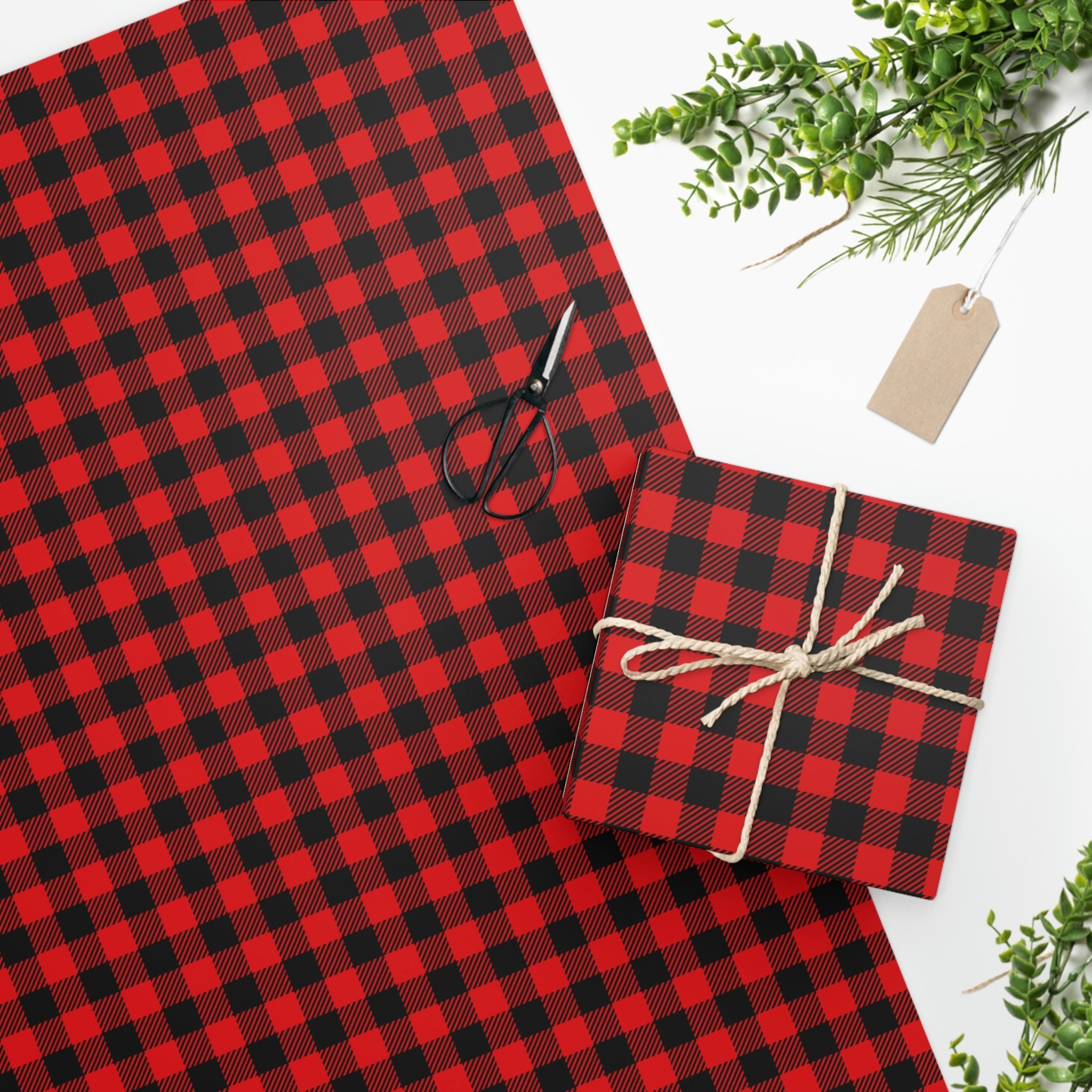 Rustic Buffalo Plaid Wrapping Paper Free Printable - Paper Trail