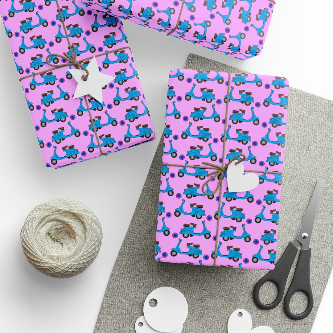 Scooter Gift Wrapping Paper Roll, Scooter Birthday Gift Wrapping Paper