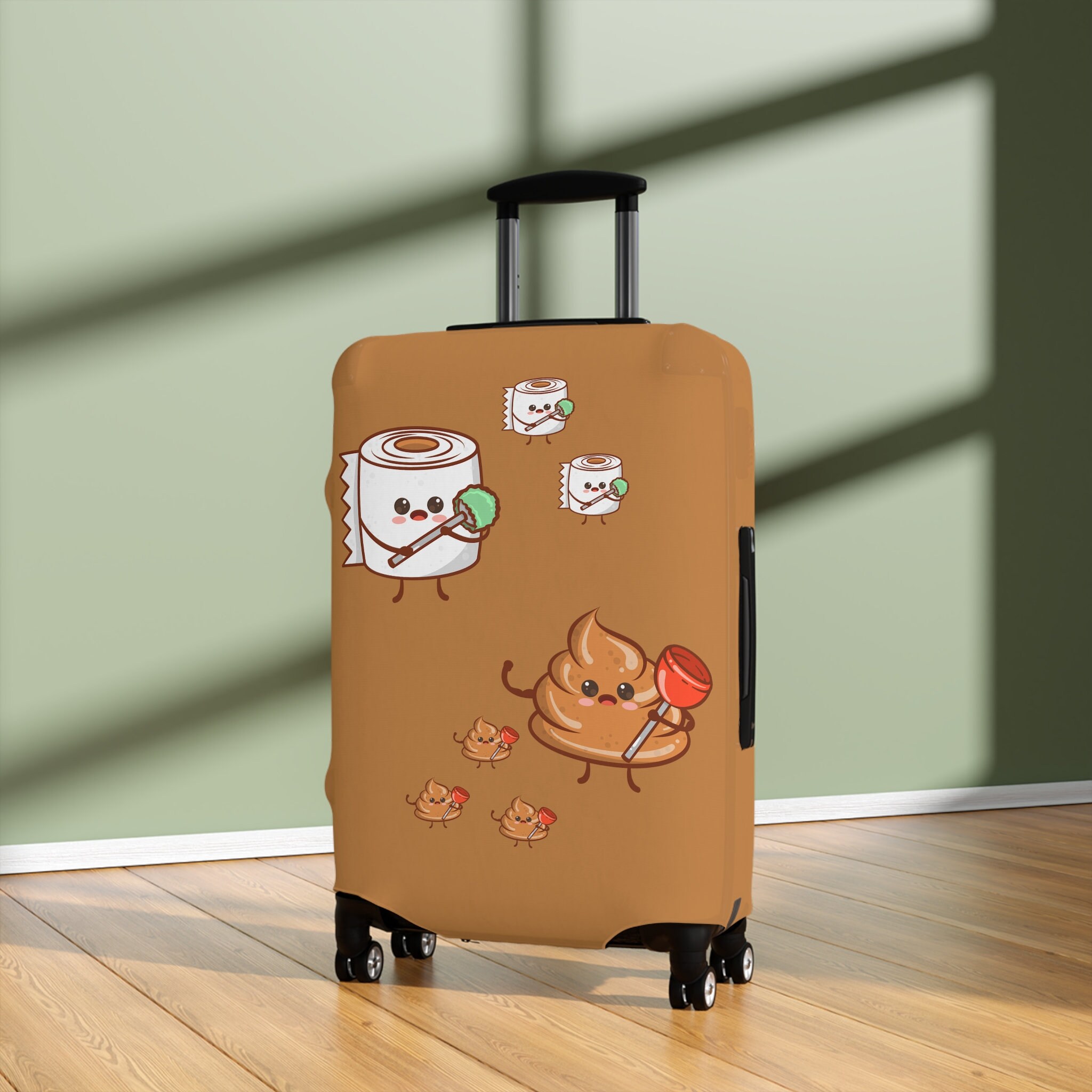 Poop Emoji and Toilet Paper Emoji Luggage Cover, Poop Emoji and Toilet