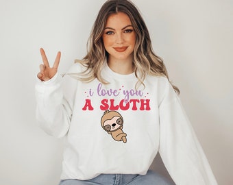 I Love You A Sloth ユニセックス ヘビーブレンド クルーネック スウェットシャツ