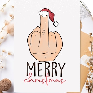 Mittelfinger Weihnachtskarten, Mittelfinger Frohe Weihnachten digitale Karten, lustige Mittelfinger Weihnachtskarten für Erwachsene