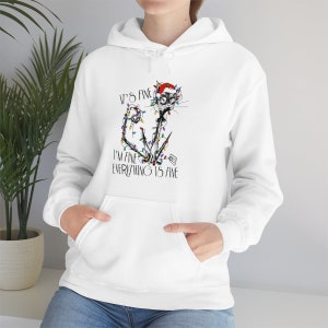 It&#39;s Fine I&#39;m Fine Everything is Fine Christmas Unisex Heavy Blend Hooded Sweatshirt 2022