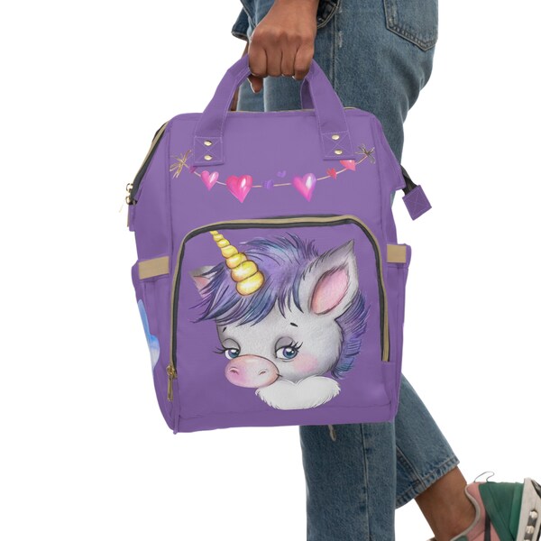 Babyhug Backpack With Unicorn Print Purple - Height 16.5 Inches