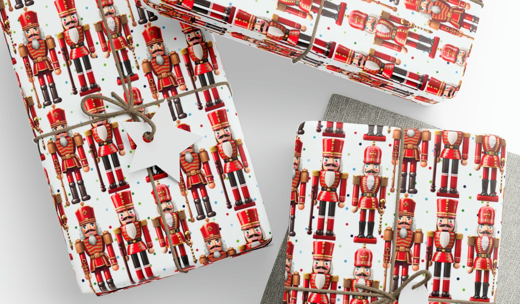 Nutcracker Gift Wrapping Paper Roll, Christmas Nutcrackers Gift