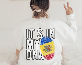 It&#39;s in My DNA Moldova Flag Fingerprint Unisex Heavy Blend Crewneck Sweatshirt, Aesthetic Sweatshirt, Gift for Her, Vsco Girl Sweatshirt