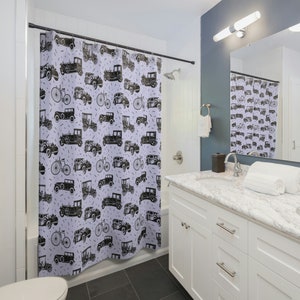 Old Fashioned Cars Shower Curtains, 20&#39;s Cars Shower Curtains, Retro Cars Shower Curtain