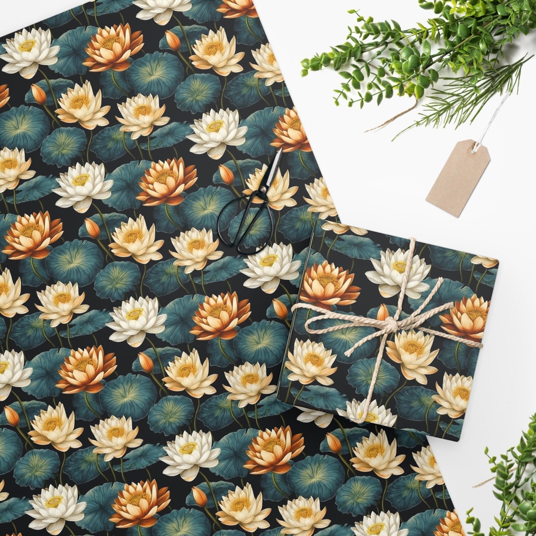 Water Lily Wrapping Paper Water Lily Flower Wrapping Paper Etsy