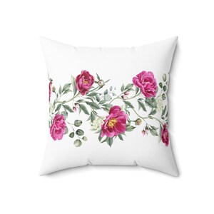 Peonies Spun Polyester Square Pillow, Peony Flower Gifts, Peony Gift Pillow , Pink Peony Gifts