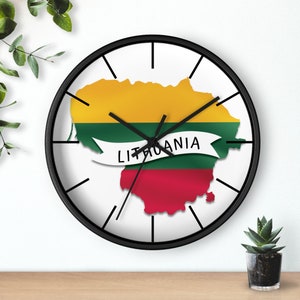 Lithuania Flag Wall Clock, Lithuania Inspired Gifts, Lithuania Minimalist Clock 10&quot;