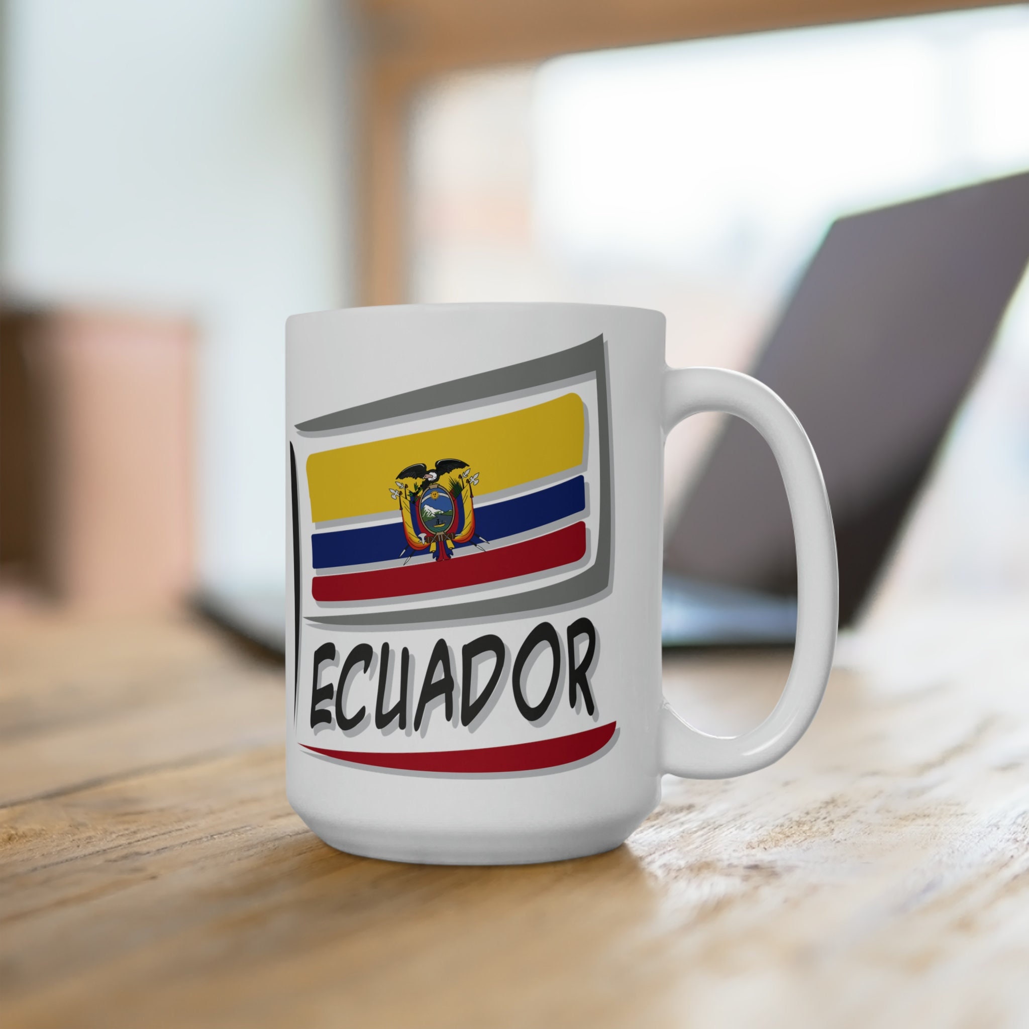 Ecuador Flag Ceramic Mug,15oz, Ecuador Gifts, Ecuador Travel Gifts, Ecuador Inspired Gifts
