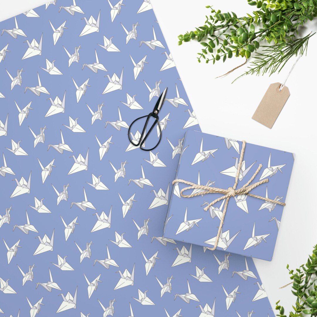 Origami Gift Wrapping Paper , Origami Blue Wrapping Paper, Origami Kids