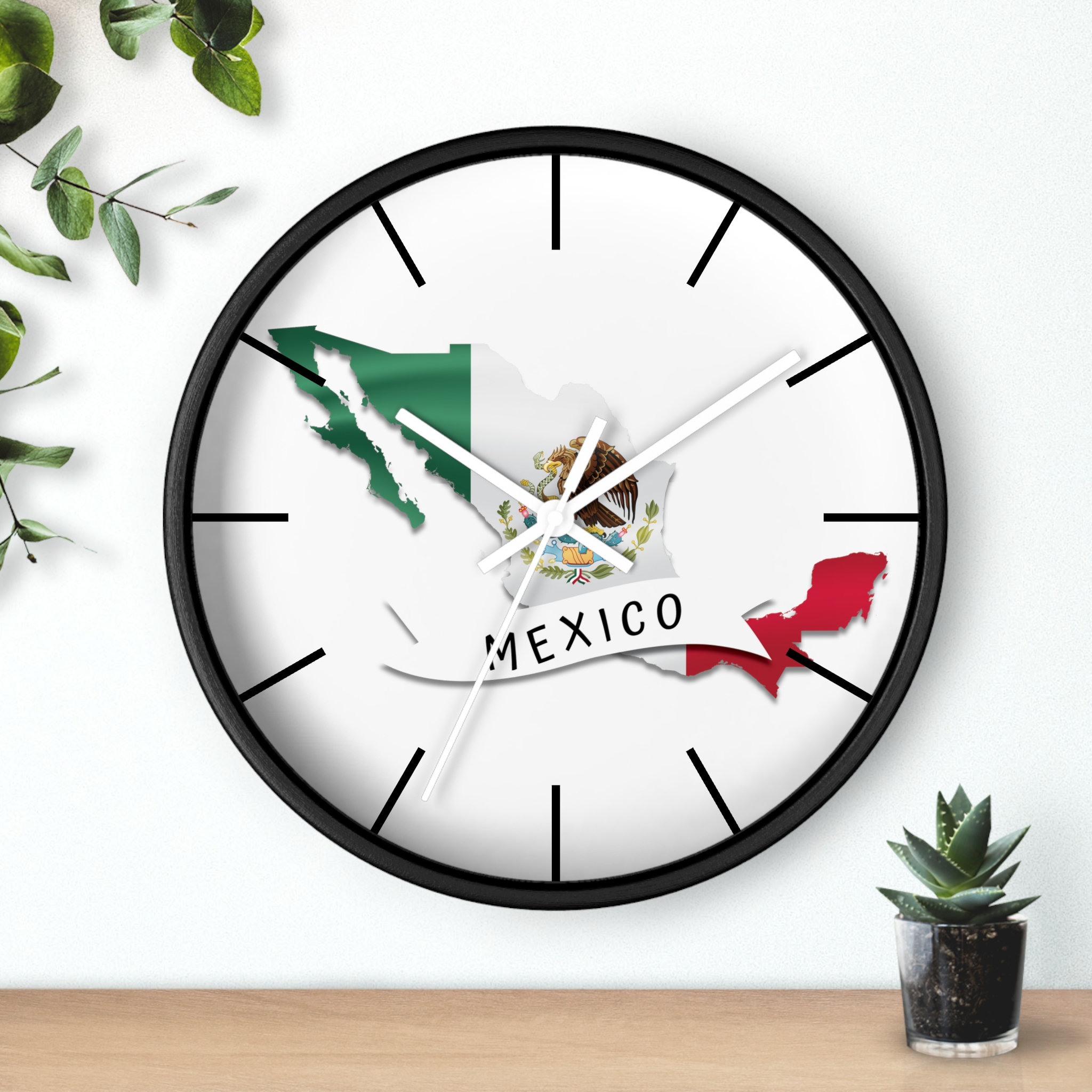 Mexico Flag Wall Clock, Mexico Map Clock, Mexico Inspired Gifts
