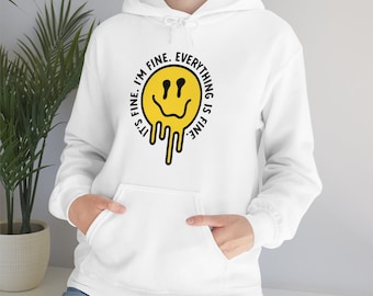 It's Fine I'm Fine Everything is Fine Smile Christmas Unisex Heavy Blend Hooded Sweatshirt 2022