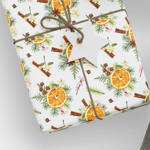 Oranges and Cinnamon Gift Wrapping Paper Roll, Cinnamon Gift Wrapping Paper, Christmas Oranges and Cinnamon Gift Wrapping Paper image 8