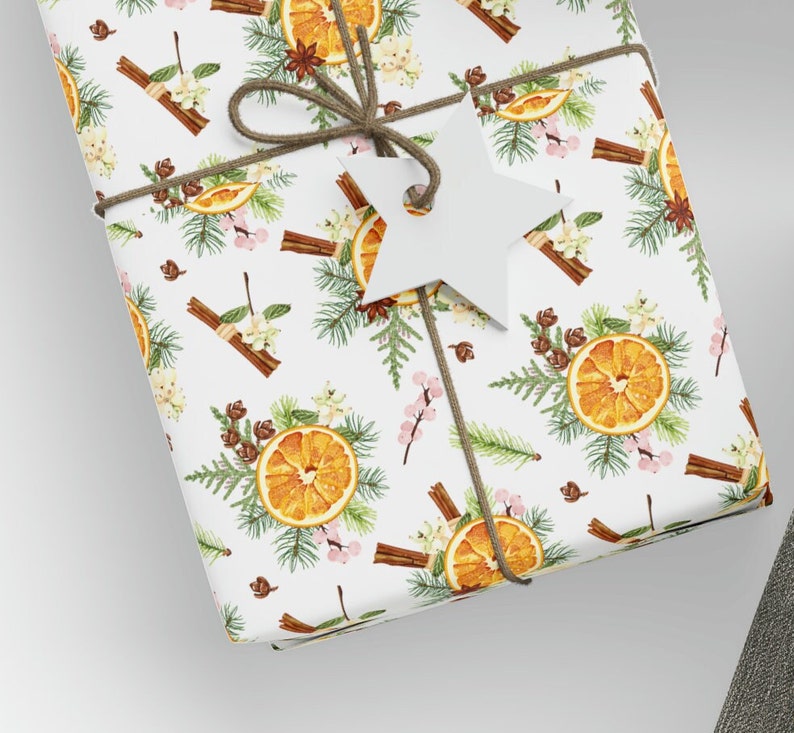 Oranges and Cinnamon Gift Wrapping Paper Roll, Cinnamon Gift Wrapping Paper, Christmas Oranges and Cinnamon Gift Wrapping Paper image 8