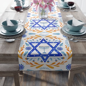 Hanukkah Table Runner (Cotton, Poly)