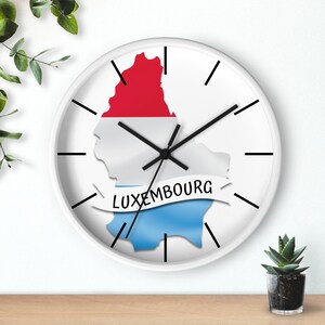 Luxemburg Flagge Wanduhr, Luxemburg Karte Uhr, Luxemburg Inspirierte Geschenke, Luxemburg Minimalistische Uhr 10 Zoll