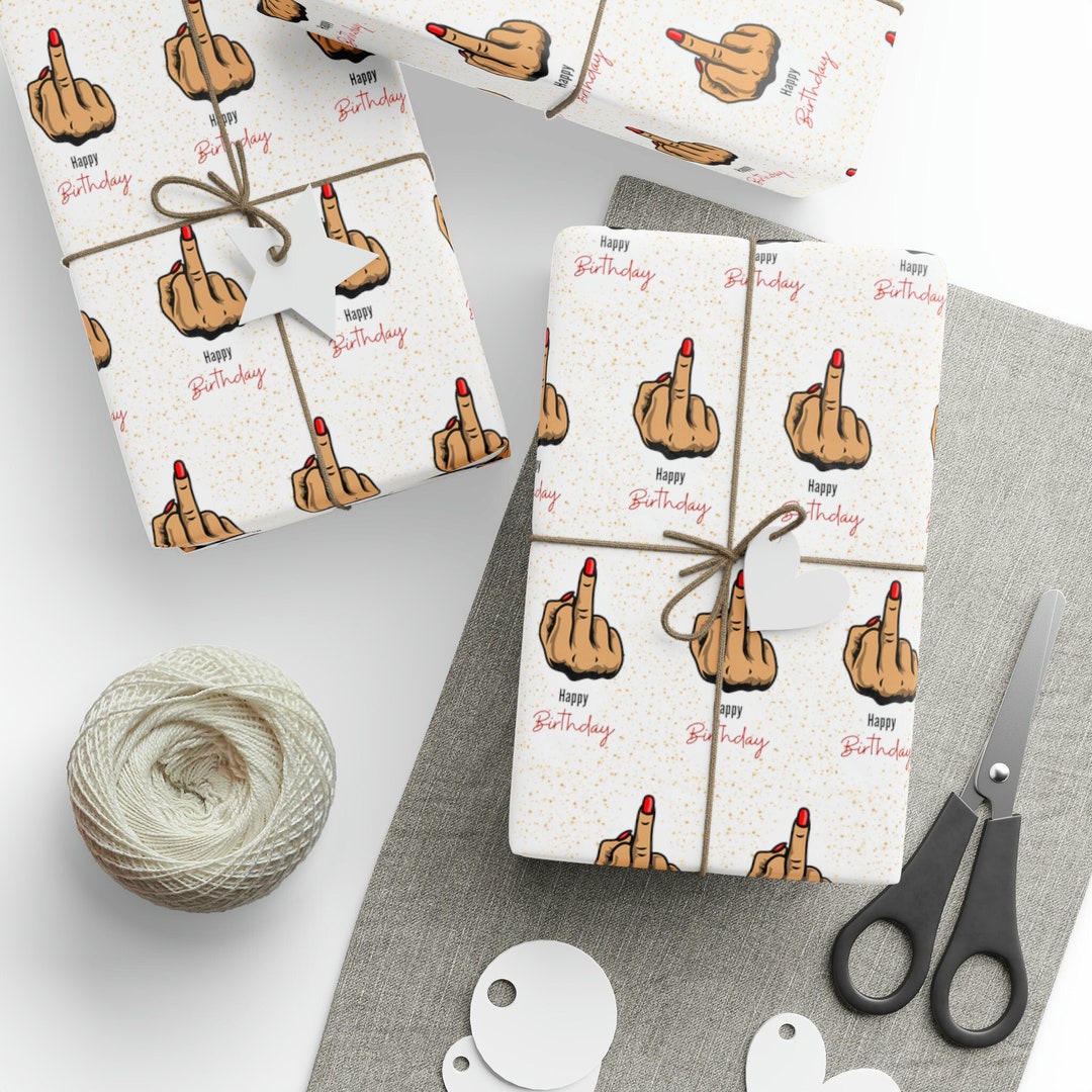 Middle Finger Birthday Gift Wrapping Papers Funny Happy Etsy