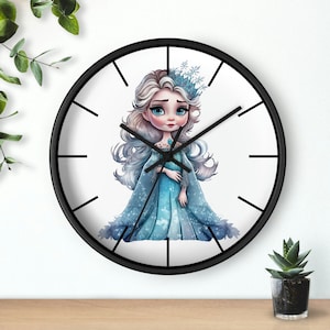 Princess Wall Clock, Princes with Crown Clock, Winter Princess Clock, Birthday Princess Gift Clock 10"