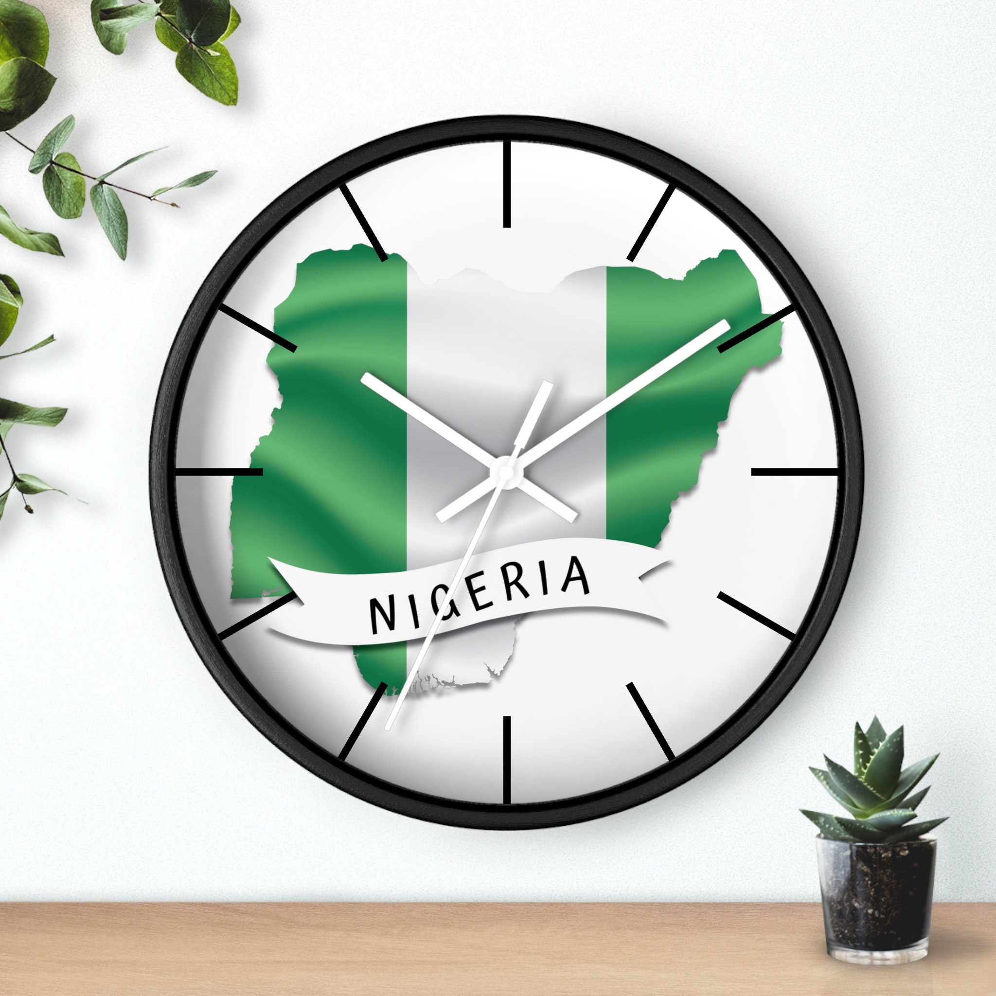 Nigeria Flag Wall Clock Nigeria Map Clock Nigeria Inspired Etsy