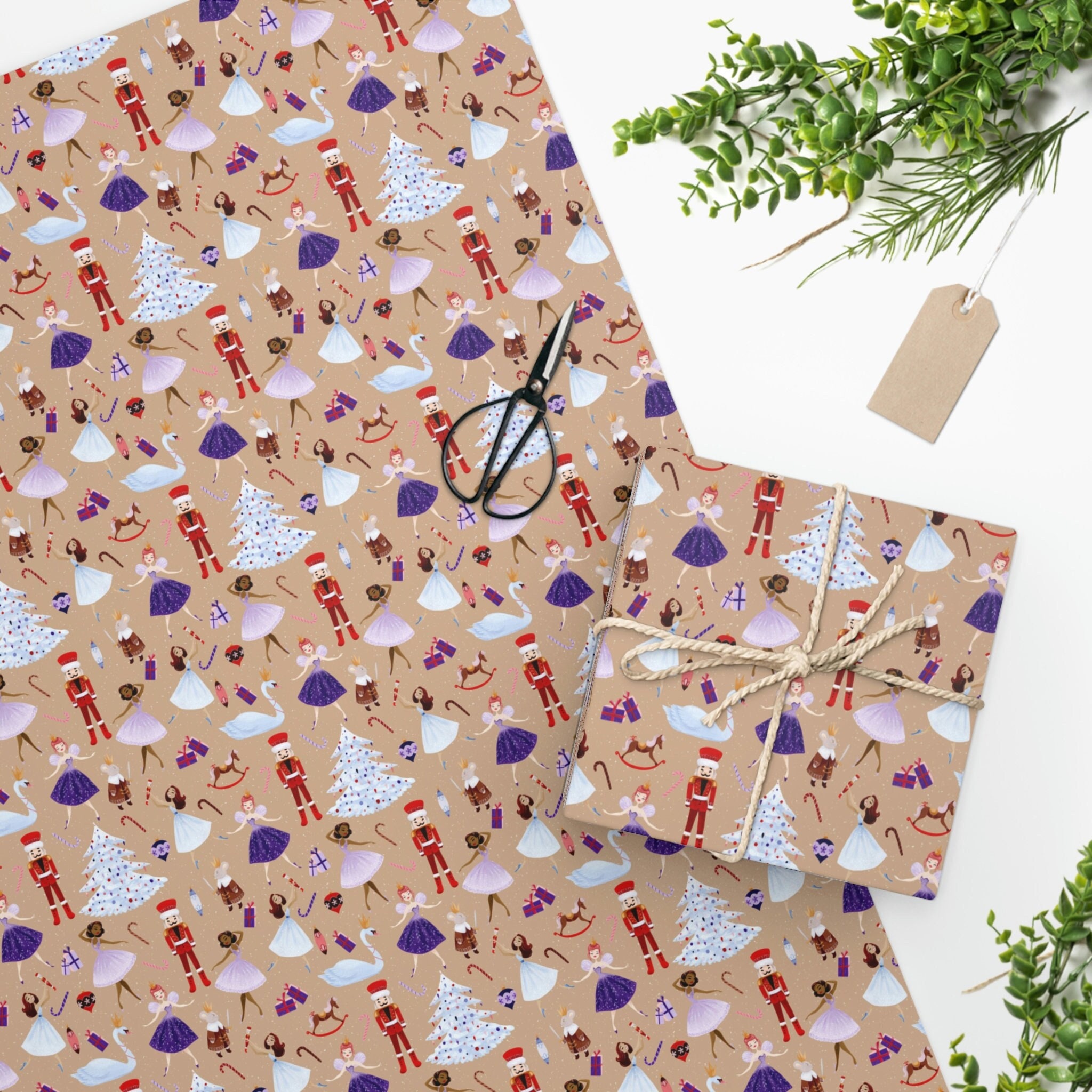 Neutral Nutcracker Sugar Plum Gift Wrapping Paper , Christmas Nutcracker  Wrapping Paper, Sugar Plum Wrapping Paper, Neutral Christmas 