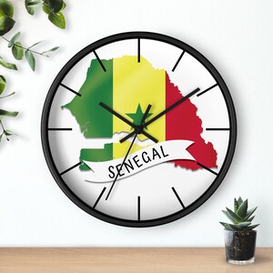 Senegal Flagge Wanduhr, Senegal Karte Uhr, Senegal inspiriert Geschenke, Senegal Minimalist Uhr 10&quot;