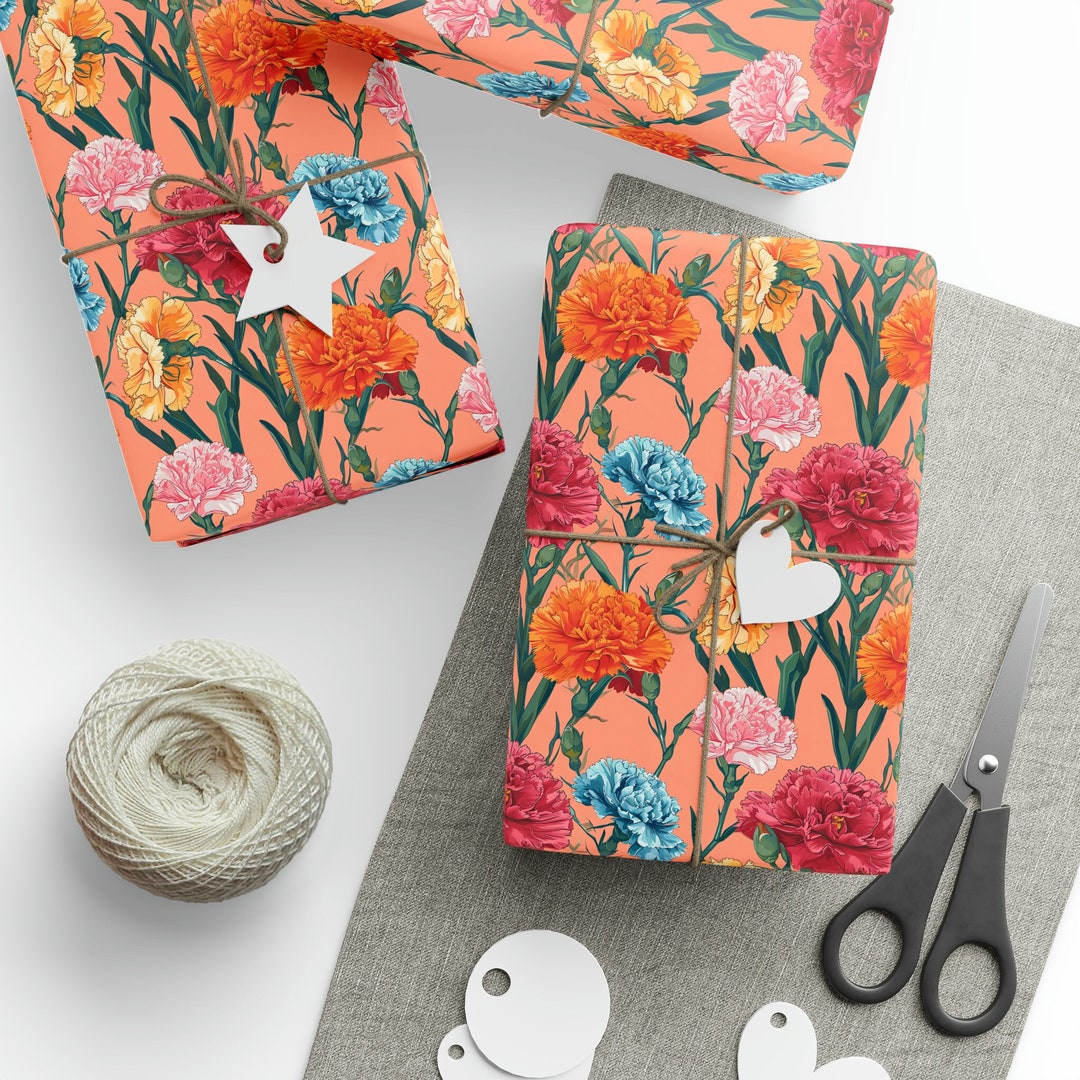 Carnations Flowers Gift Wrapping Papers, January Birth Month Flower