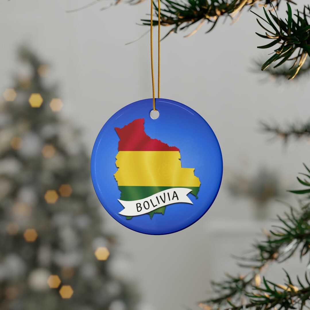 Adorno cerámico de la bandera de Bolivia, regalos inspirados en Bolivia