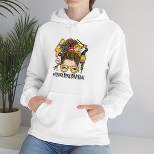 School Bus Driver Life Messy Bun Unisex Heavy Blend Hooded Sweatshirt